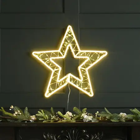 Lit Warm White Neon Flex Open Star 55cm 