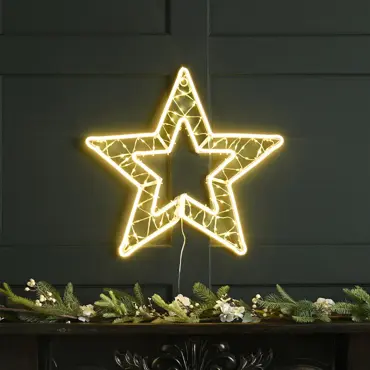 Lit Warm White Neon Flex Open Star 55cm 
