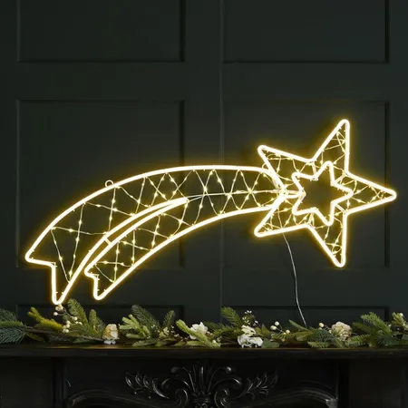 Lit Warm White Neon Flex Shooting Star 112cm