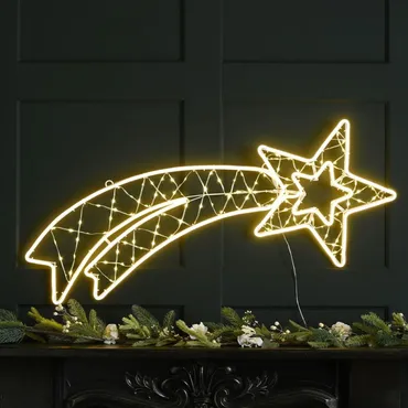 Lit Warm White Neon Flex Shooting Star 112cm