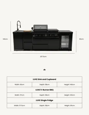 Luxe Outdoor Kitchen 5 Burner with Sink and Fridge - image 11