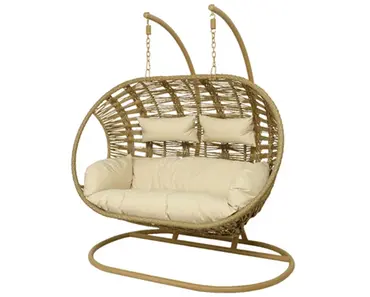 Manzanillo Hanging Wicker 2-Seater Egg Chair (Natural) - image 1