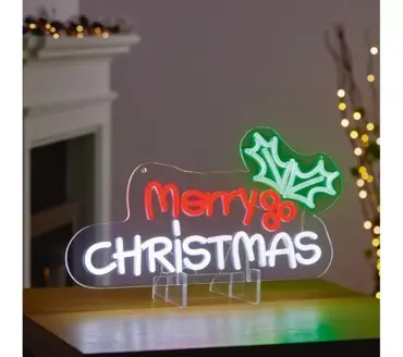 Merry Christmas Hanging Lit Neon Sign 40cm - image 3