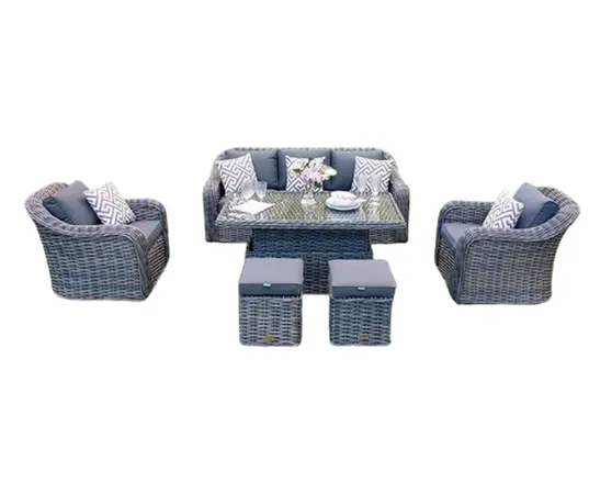 Miami 3-Seater Sofa Dining Set with Footstools - image 1