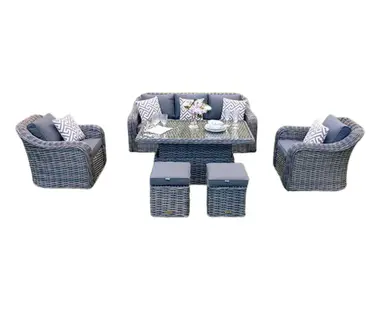 Miami 3-Seater Sofa Dining Set with Footstools - image 1