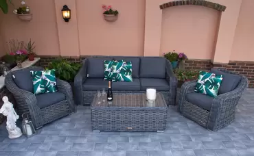 Miami 3 Seater Sofa Set With Footstools - image 1