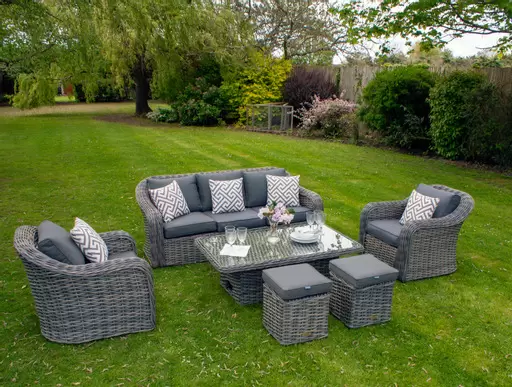 Miami 3 Seater Sofa Set With Footstools - image 1