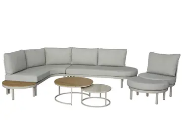 Miami L Shape Sofa with Duo Coffee Table, Sofa Chair & Footstool - image 1