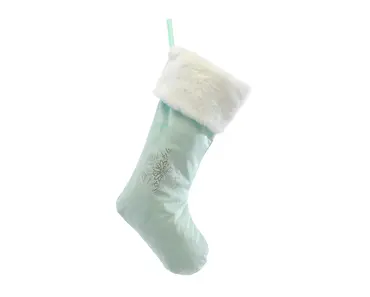 Mint Green Velvet Stocking With Snowflake (46cm)
