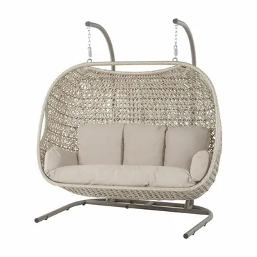 Monterey Sandstone Rattan Triple Hanging Cocoon