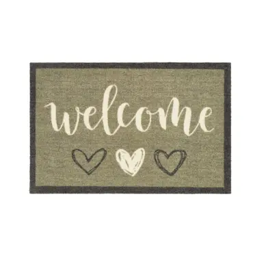 My Mat Nylon Indoor Pattern My Welcome Hearts Sage 50X75