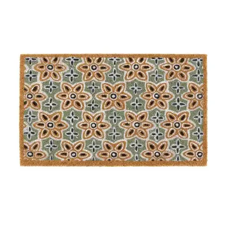 My Mat Printed Coir Sage Green Woodblock Print 45x75 - image 1