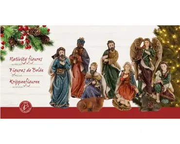 Nativity Painted Polyresin Christmas Nativity Set – 10 Pieces - image 2
