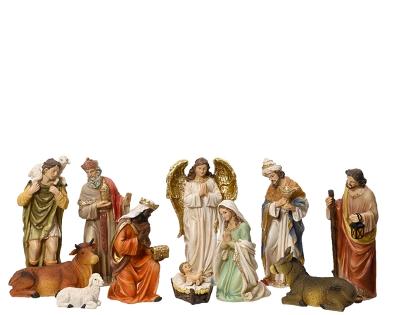 Nativity Set Polyresin Painting 11ass