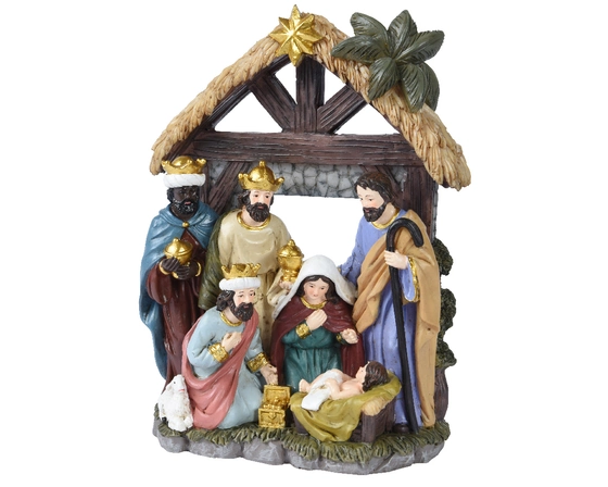 Nativity Set Polyresin With Star,House