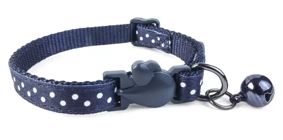 Navy Polka Adjustable Wonderlust Cat Collar