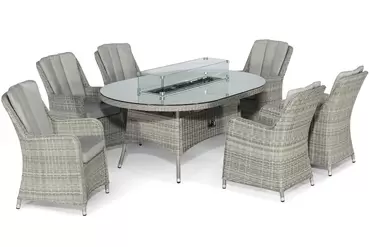 Oxford 6 Seat Oval Firepit Dining Set - image 1