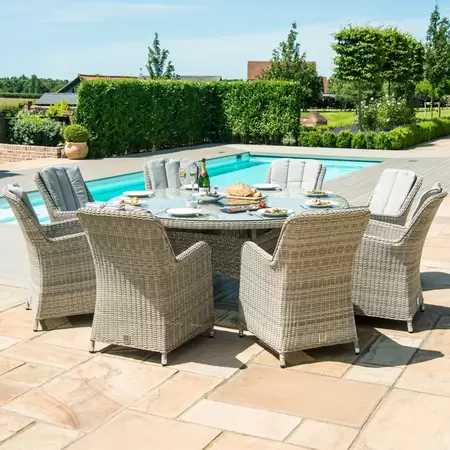 Oxford 8 Seat Round Dining Set with Firepit - image 1