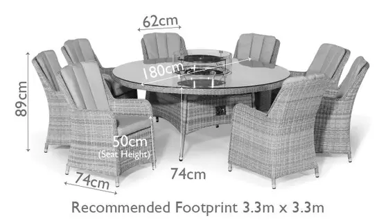 Oxford 8 Seat Round Dining Set with Firepit - image 2