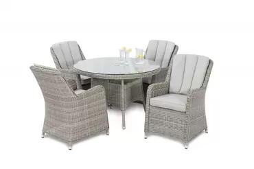 Oxford Venice 4 Seat Round Dining Set with Parasol