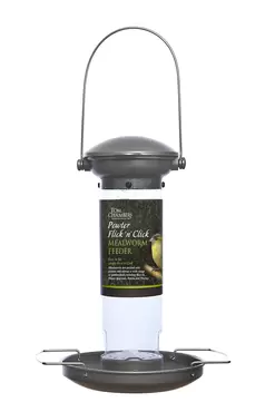 pewter flick n click mealworm feeder