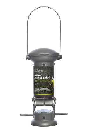 pewter flick n click 2 port seed feeder