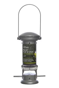 pewter flick n click 2 port seed feeder