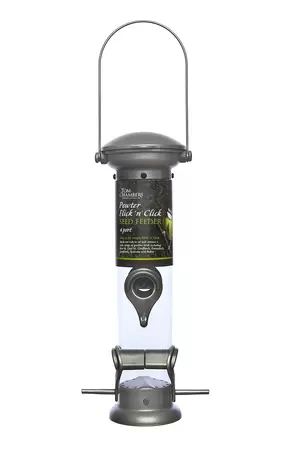 pewter flick n click seed feeder 4 port