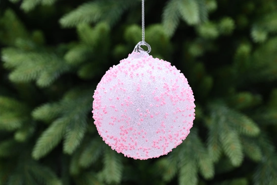 Pink Encrusted Glass Ball 10cm - image 2