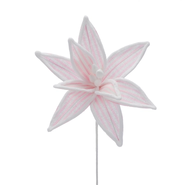 Pink/White Stripe Poinsettia Stem 40cm