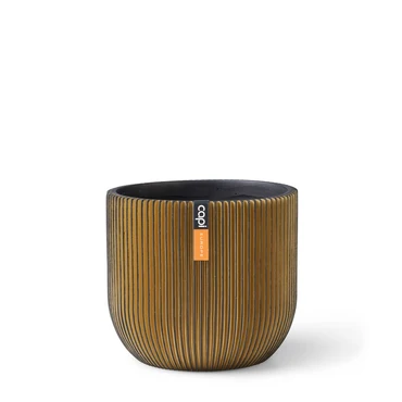 Planter Ball Groove 14x13 Black Gold