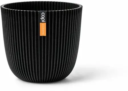 Planter Ball Groove Textile Black 29.5x27