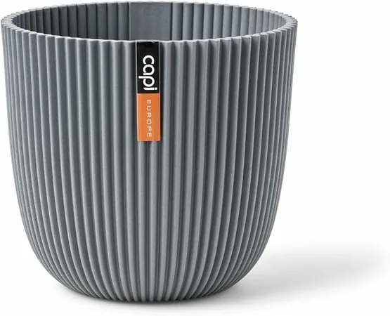Planter Ball Groove Textile Grey 17x15 - image 1