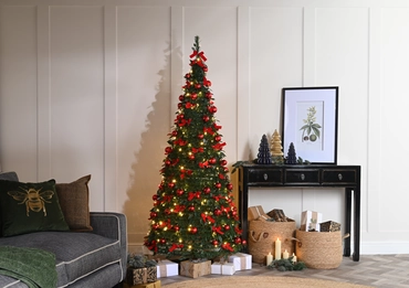 Prelit Green / Red Bow Pop Up Tree 210cm - image 2