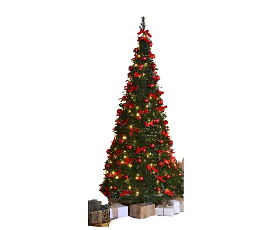 Prelit Green / Red Bow Pop Up Tree 210cm - image 1