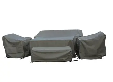 Rattan 3 Seater Sofa, 2 Sofa Chairs & Dual Height Table Set Cover - image 2