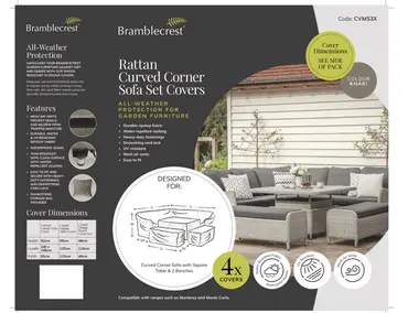 Rattan Curved Corner Sofa with Dual Height Table & 2 Benches Set Covers