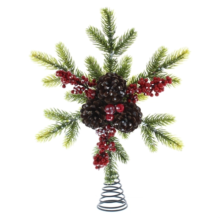 Red Berries And Pine Tree Topper 33cm