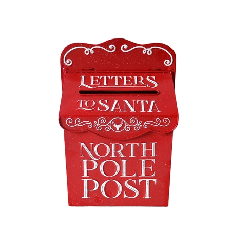 Red Metal North Pole Post Post Box 35cm 