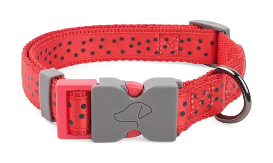 Red Polka Walkabout Dog Collar - Large (43cm-71cm)