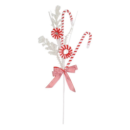 Red/White Candy Canes Stem - Gingham Ribbon 60cm