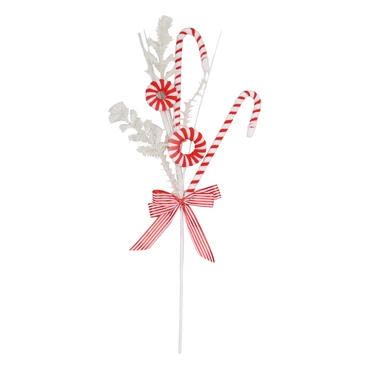 Red/White Candy Canes Stem - Gingham Ribbon 60cm