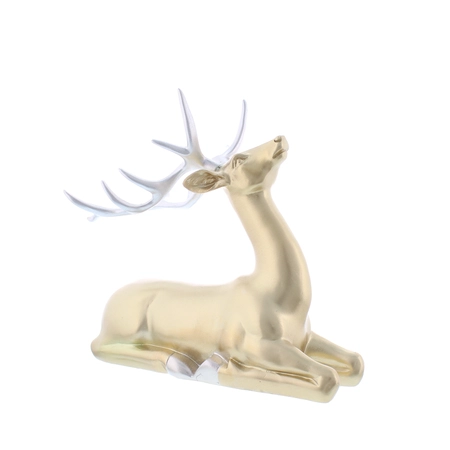 Resin Gold/Silver Antlers Lying Reindeer (22cm)