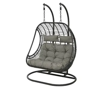 Riga Hanging Wicker Egg Chair (Black) - image 1