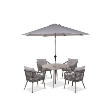 Sarasota 4 Seat Round Dining Set with Parasol - image 1