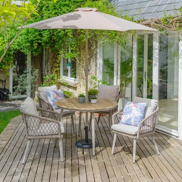 Sarasota 4 Seat Round Dining Set with Parasol - image 2