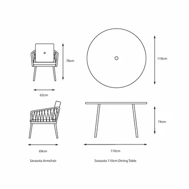 Sarasota 4 Seat Round Dining Set with Parasol - image 3