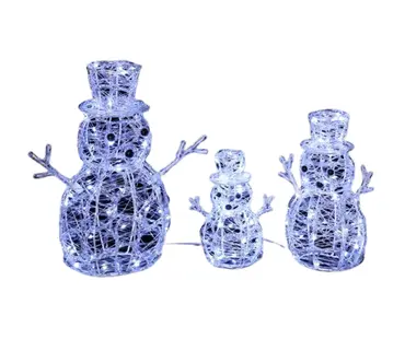 Set Of 3 Acrylic Snowmen