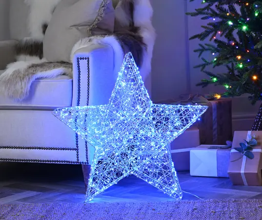 Silver Shimmer Star - Blue Twinkling Led 60cm - image 2