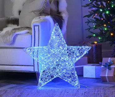 Silver Shimmer Star - Blue Twinkling Led 60cm - image 2